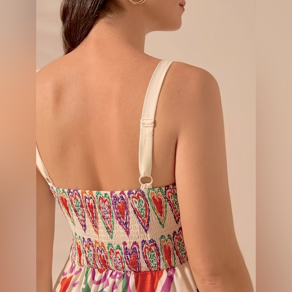 Colorful Heart Print Maxi Dress New Boutique Various Size Available - Picture 5 of 6